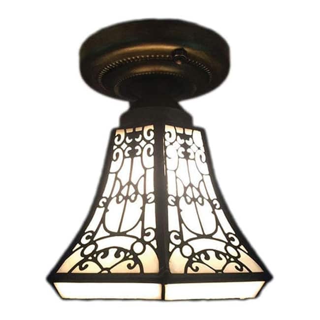 1 light ceiling light brown pendant light metal + art glass hallway light