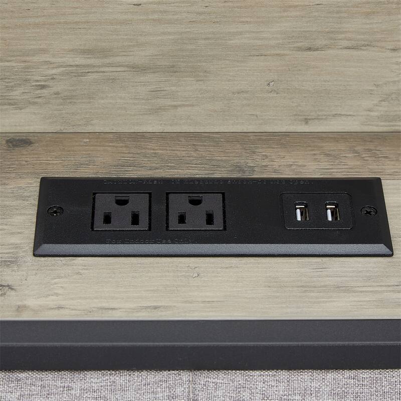 Metal Bed Frame with Charging Station and Slats