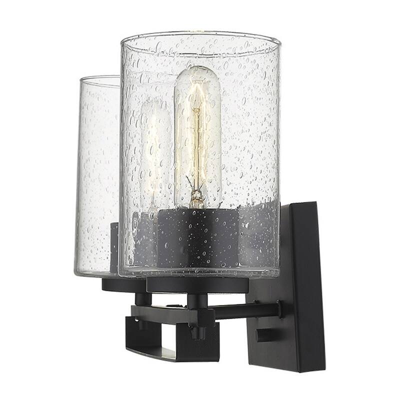 Modern Flush Mount Wall Light Fixture with Clear Bubble Glass Shade and LED Compatible for Bedroom