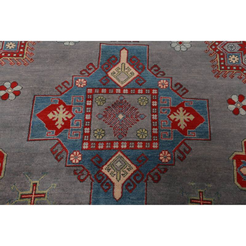 Hand Knotted Oriental 100% Wool Carpet Traditional Medallion Greys & Charcoal Kazak Area Rug - 10' 6'' X 7' 11''