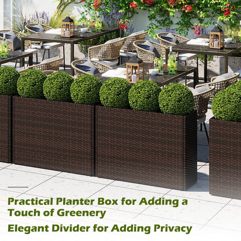 Costway 1/2 PCS 24" Tall PE Rattan Planter Box with Removable Liner