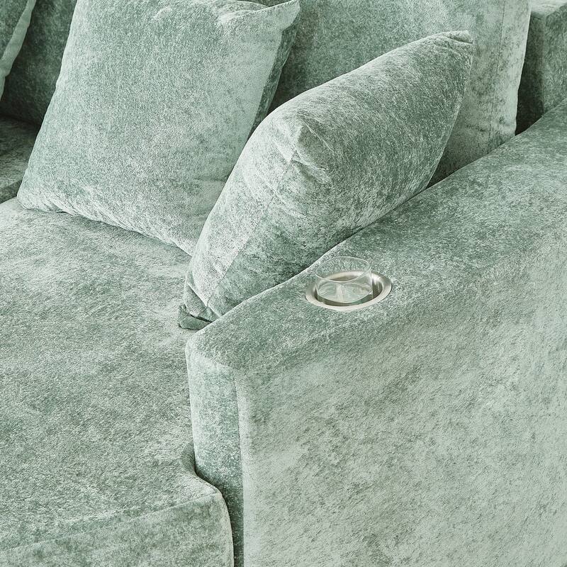 Ultra-Plush Dual-Chaise Sofa Bed with Cup Holders by Harper&Bright Designs