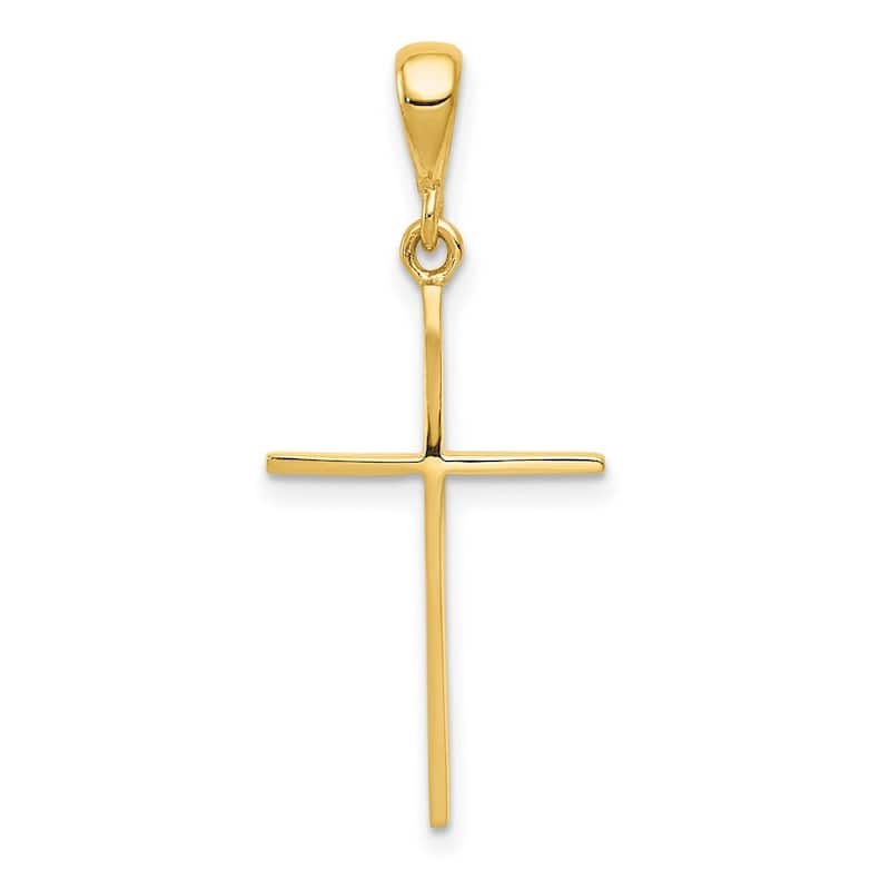 Curata 14k Yellow Gold 18" Solid Polished Thin Cross Necklace - 22x14mm
