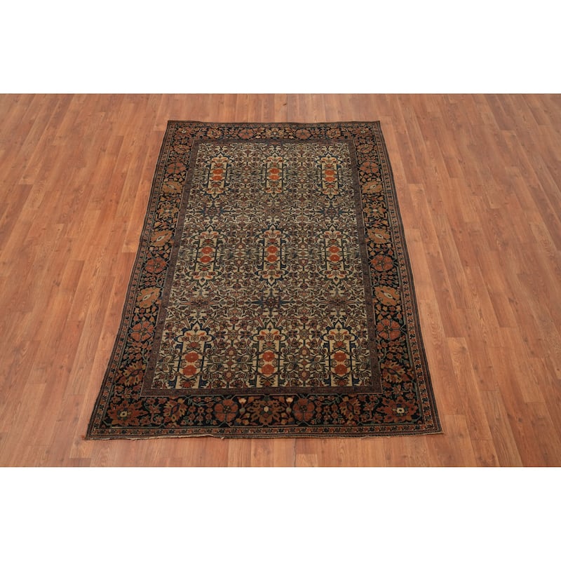 Hand Knotted Oriental 100% Wool Carpet Traditional All-Over Beige & Ivories Sarouk Area Rug - 6' 6'' X 4' 5''