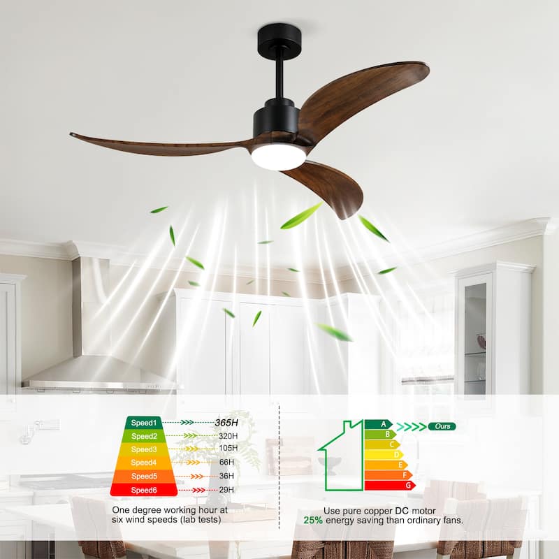 Small Wood Ceiling Fan without Light With Wall Switch and Remote Control