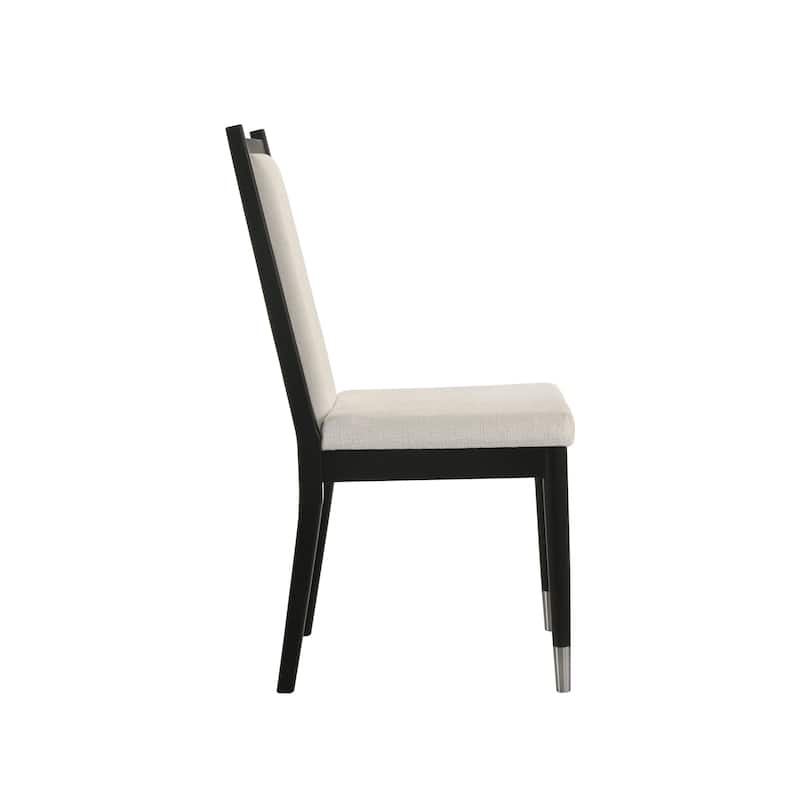 Furniture of America Kalor Modern Black and White Chenille Dining Chairs (Set of 2)