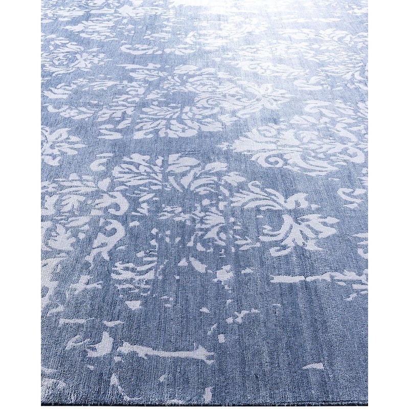 Modern One-of-a-Kind Handmade Area Rug, Blue - 9' 2" x 12' 1"