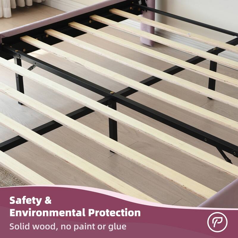 Upholstered Bed with Unique Seashell Headboard