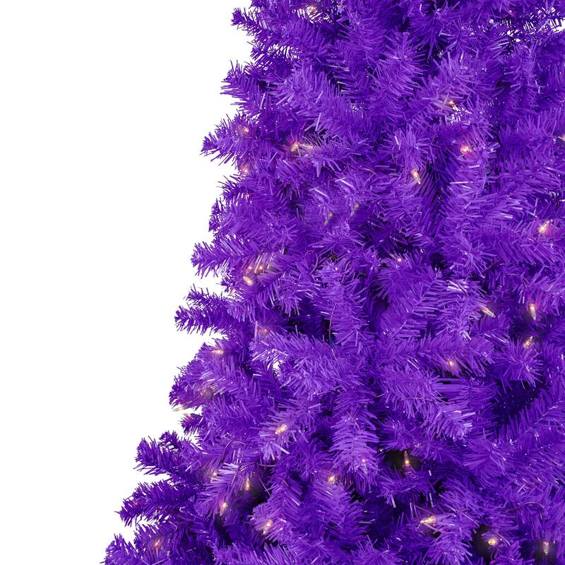 Pre-Lit Medium Pine Artificial Christmas Tree - 6' - Purple - Clear Lights - 6 Foot