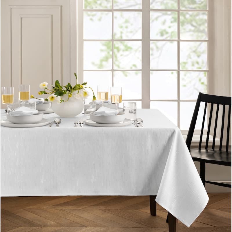 Continental Solid Texture Water and Stain Resistant Tablecloth - 60x84 Rectangle - White