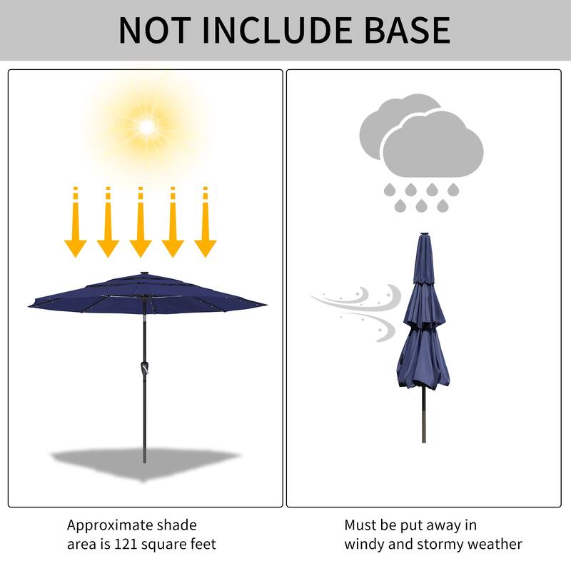 Clihome 11-Ft Outdoor Umbrella Patio UV Protection Umbrella Without Base