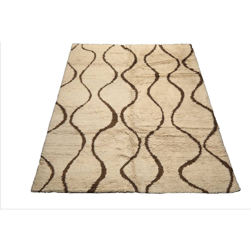 8x10'1'' Tibetano Hand Knotted Wool Ivory Boho Modern & Contemporary Rug - 8' x 10' 1''