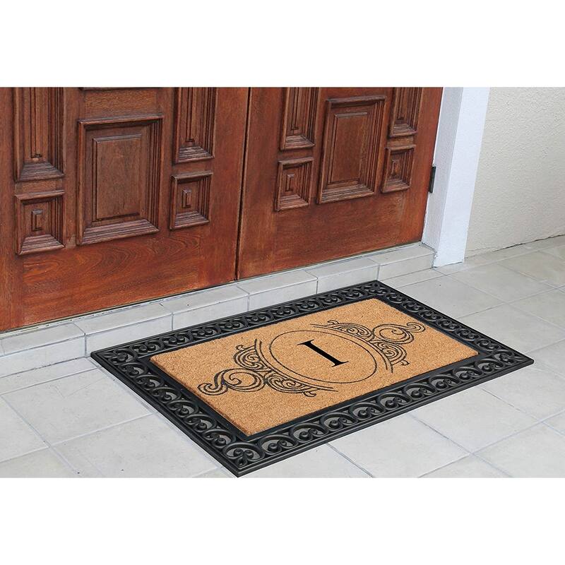 A1HC 30" x 48" Heavy-Duty Rubber & Coir Outdoor Doormat with Copper/Black Border – Large, Non-Slip Backing