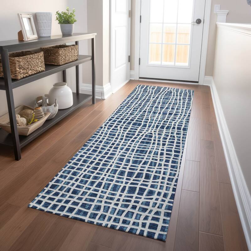 Premium Washable Super Soft Modern Lines Mayfield Rug - Navy - 2' 3" x 7' 6" - Runner