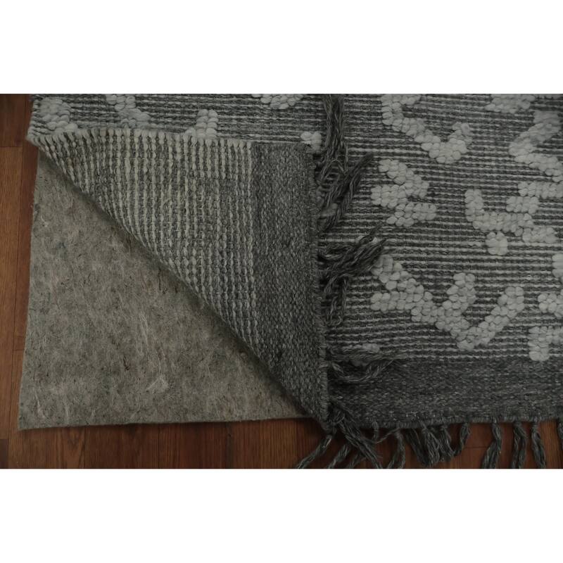 Hand Knotted Oriental 100% Wool Carpet Modern Geometric Greys & Charcoal Modern Gotti Design Area Rug - 10' 5'' X 6' 9''