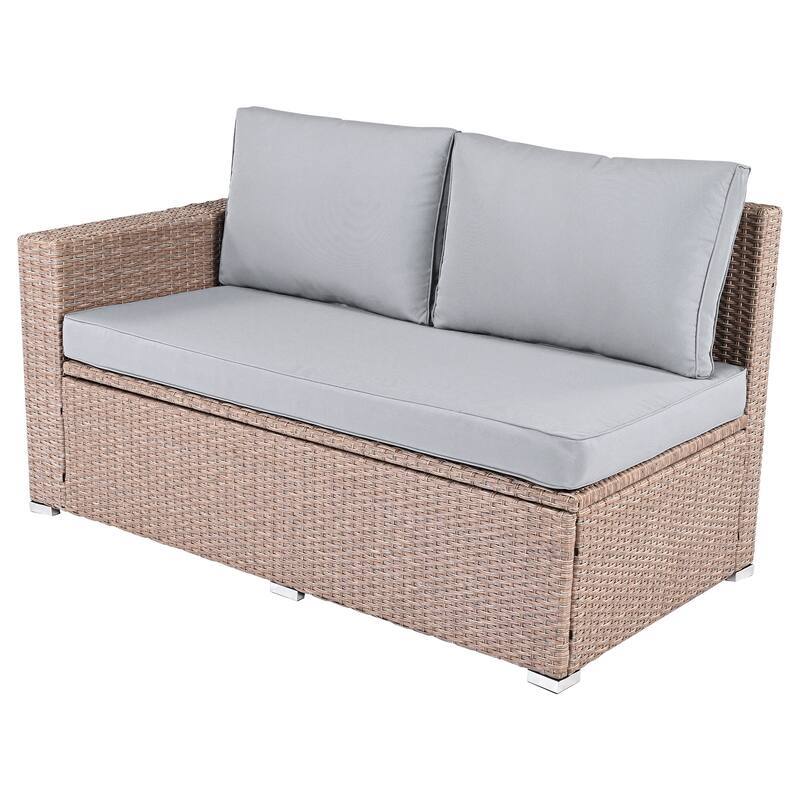 6-Piece All-Weather Outdoor PE Rattan Sofa Set - Patio Wicker Sectional with Storage Box, Removable Covers & Table