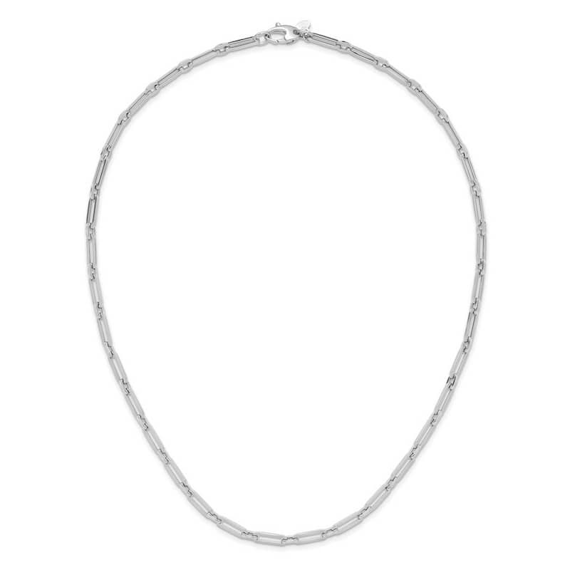 Curata 10k White Gold Polished Flat Oval Paperclip Link Bracelet Options: 7.25" 8.25"
