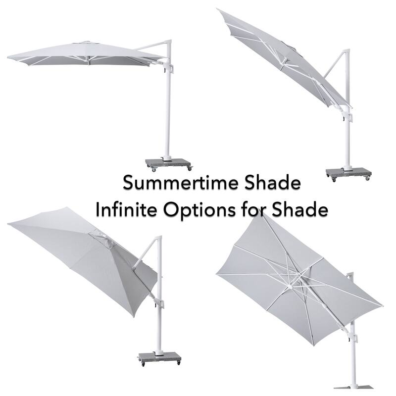 Margutta 10 ft. Square Aluminum Cantilever Tilt Outdoor Patio Umbrella with Granite Base in Mouse Gray