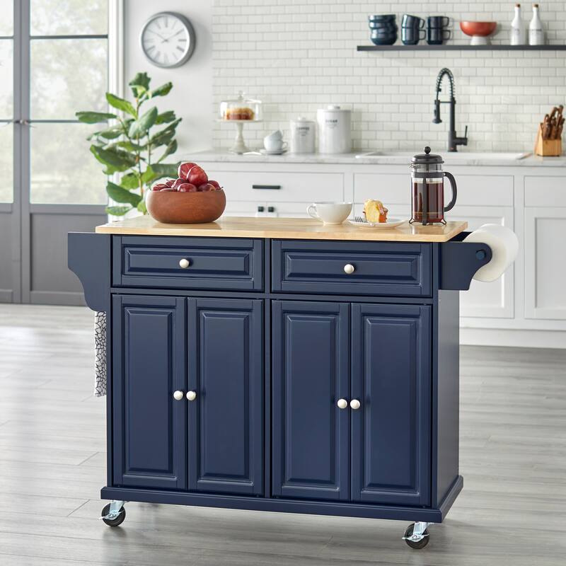 Simple Living Georgia Rolling Kitchen Cart - Indigo Blue