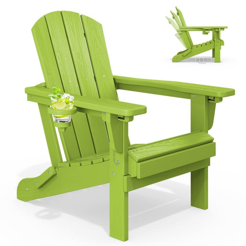 3-Position Reclining Folding Outdoor Chair – PE Wood Grain, Weather-Resistant