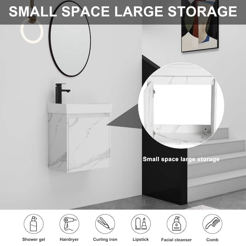 BNK 16"/20"/24"/30"/36" Single Sink Bathroom Vanity with Soft Close Door and Shelf