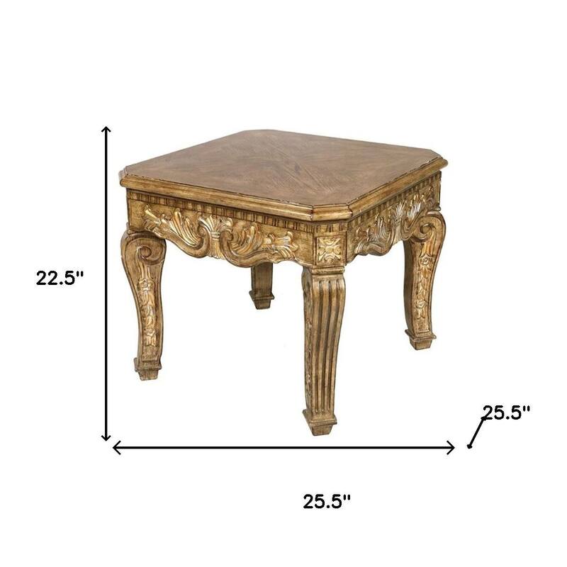 HomeRoots 23" Golden Brown Wood Square End Table - 25.50 in. x 22.50 in. x 25.50 in.