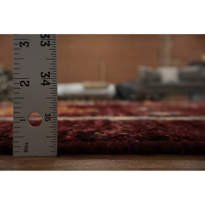 Hand Knotted Oriental 100% Wool Carpet Modern Tribal Red Moroccan Area Rug - 9' 9'' X 6' 8''