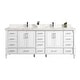 preview thumbnail 29 of 127, Willow Collection 84 in W x 22 in D x 36 in H Aberdeen Double Bowl Sink Bathroom Vanity with Countertop Straight Calacatta Quartz - White