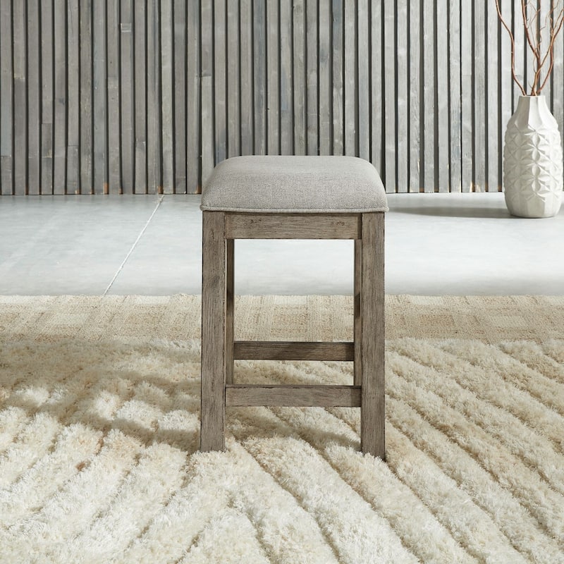 Liberty Furniture Skyview Lodge Upholstered Stool - Width16" x Depth16" x Height24" - Single - Cobblestone - Counter Height