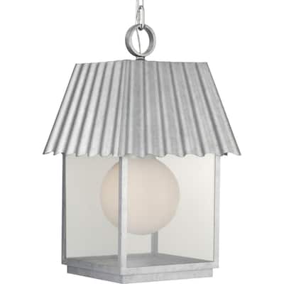POINT DUME® Hook Pond Galvanized Finish Outdoor Hanging Lantern - 16.125 in x 16.125 in x 28.5625 in
