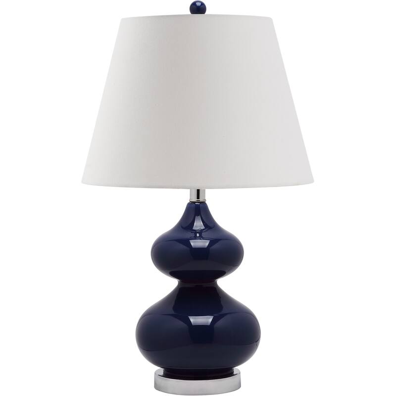 SAFAVIEH Lighting Kimberely 24-inch Double Gourd Glass White Table Lamp (Set of 2) - 14"x14"x24" - 14Wx14Dx24H