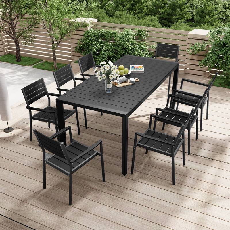 Pellebant Premium Outdoor Patio Aluminum Dining Table with Umbrella Hole