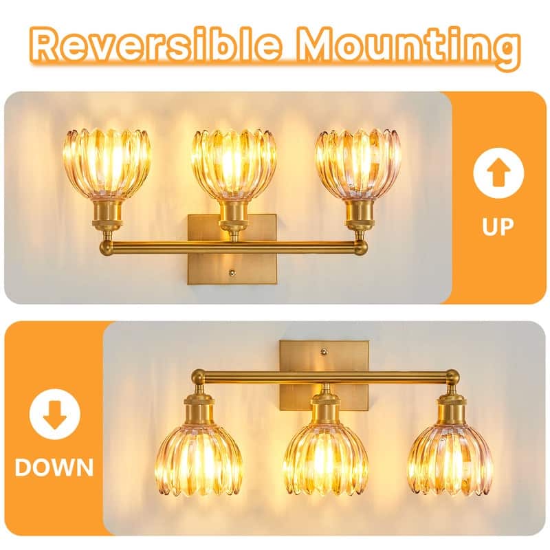 Modern Vintage Bathroom Vanity Light - Patterned Glass Shade E26 Bulb Base