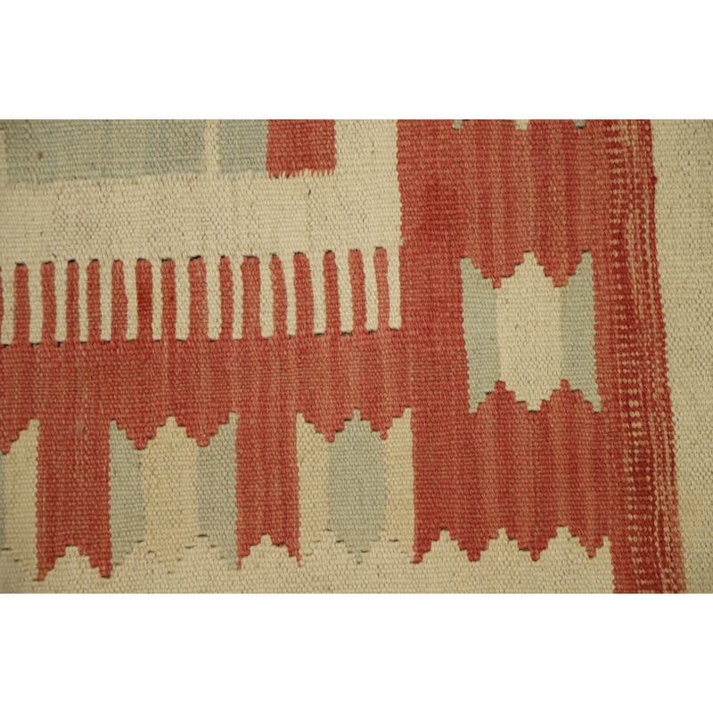 Hand Woven Oriental 100% Wool Carpet Southwestern Tribal Green Kilim Area Rug - 5' 9'' X 4' 2''