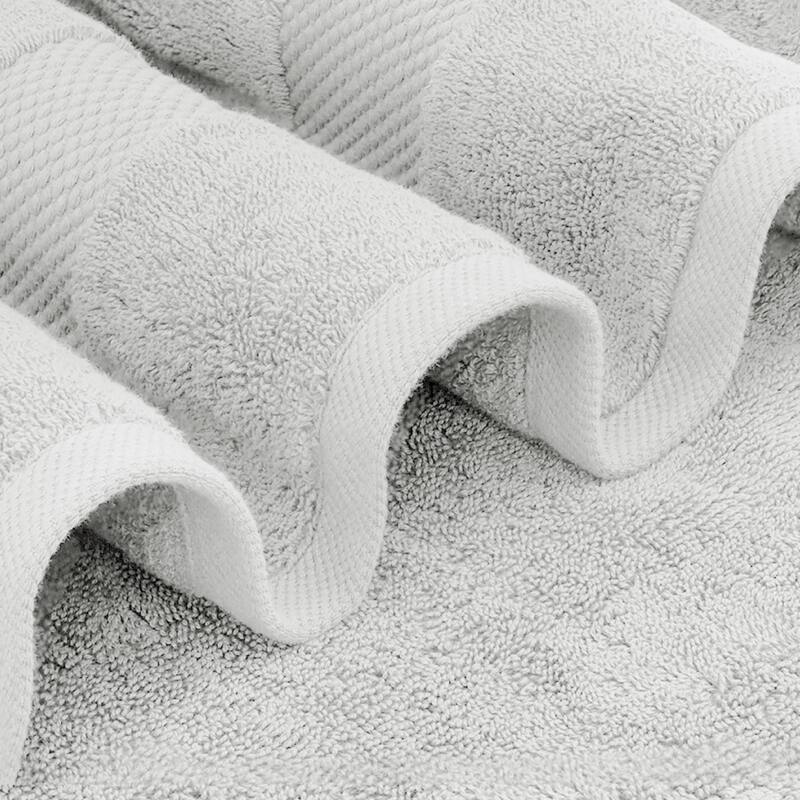 White Classic Luxury Cotton 8Pc Multi Size Towel Set [2 Bath Towels, 2 Hand Towels, 4 Washcloths]