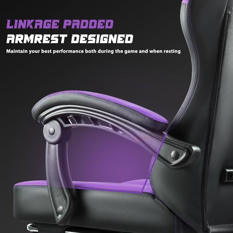 BOSSIN Ergonomic Gaming Chair – 400 lbs Support, PC/Racing Office Chair with Adjustable Swivel, Lumbar Vibration & Headrest