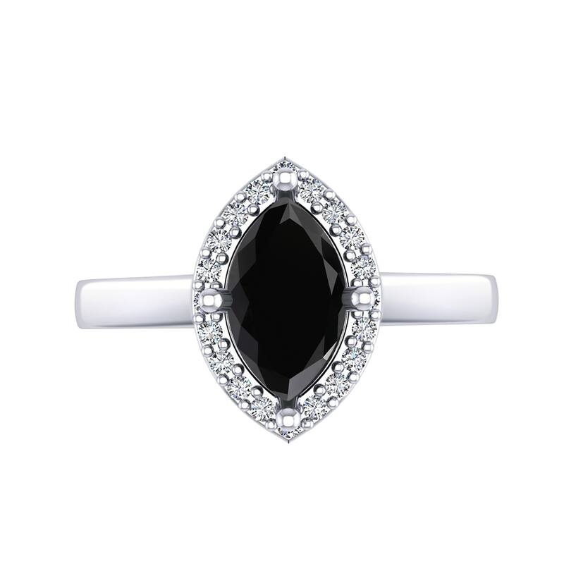 Auriya 1 5/8ct Marquise-cut Halo Black Diamond Ring 14k Gold - White - 7.5