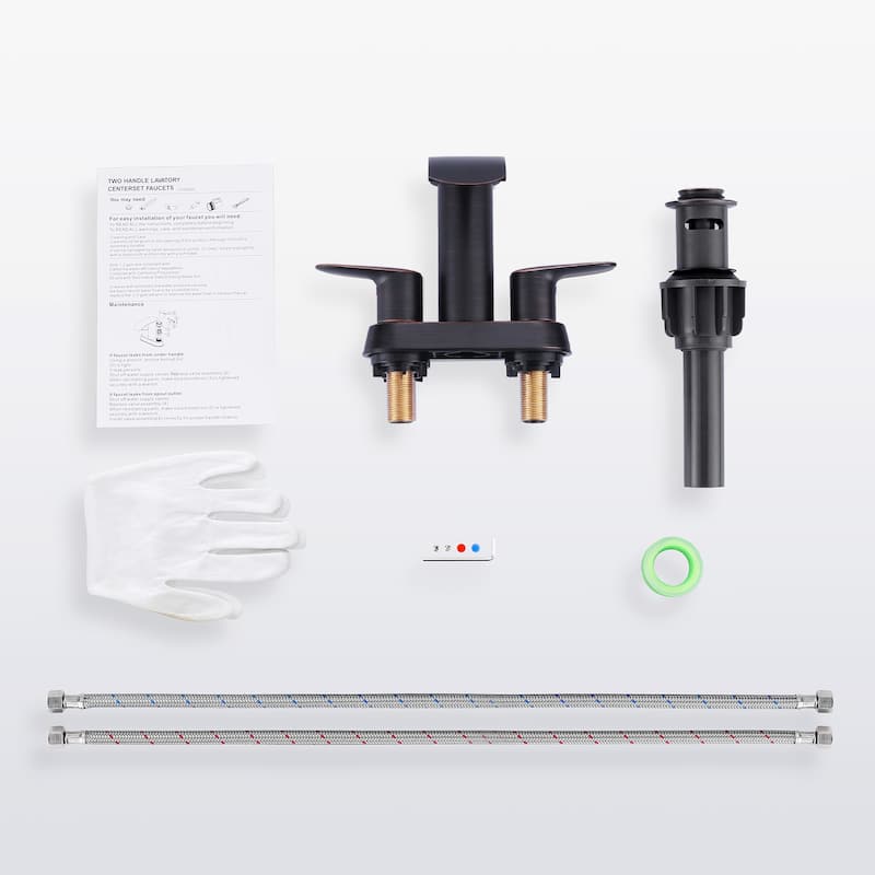 WOWOW 4 in. Centerset Double Handle Waterfall Bathroom Sink Faucet