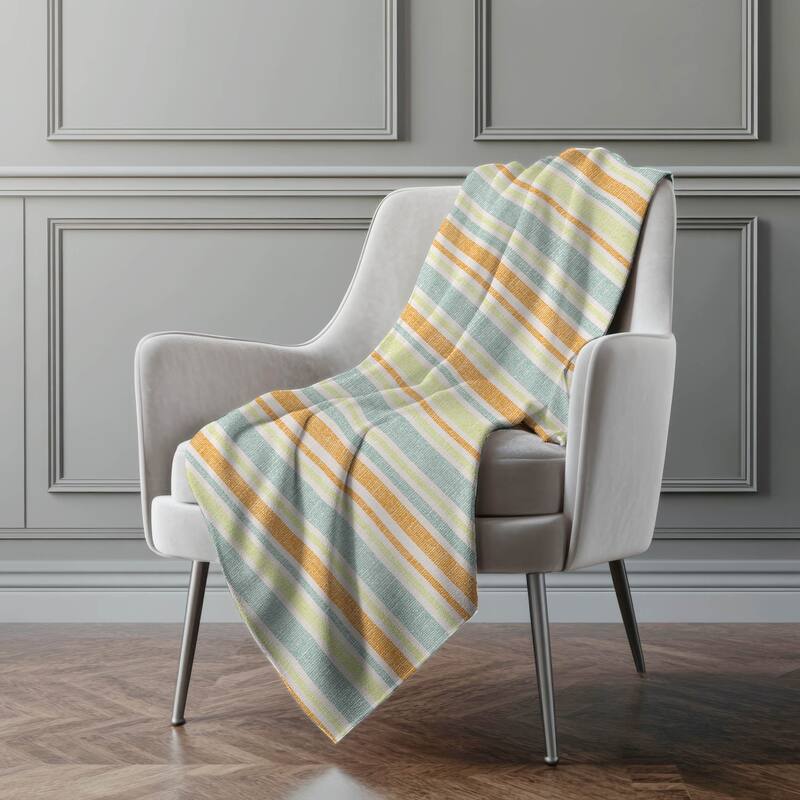 Premium Machine Washable Modern Stripe Sherpa Throw Blanket - Orange - 4'2" x 5'10"