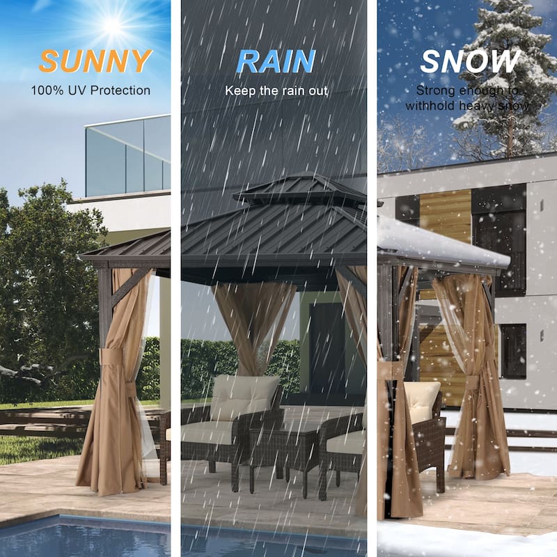 ABCCANOPY Outdoor Hardtop Gazebo with Galvanized Steel Double Roof