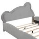 preview thumbnail 7 of 7, Full Size Velvet Platform Bed with Bear Headboard and Built-In Footboard Storage Pocket, Soft Upholstered Frame