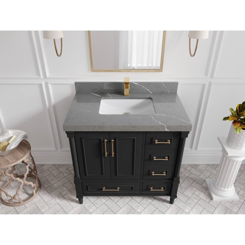Willow Collections 36 in. W x 22 in. D Aberdeen Center Sink Left Bathroom Vanity with Countertop