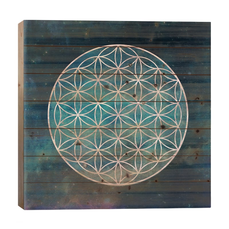 Mandala Flower Of Life Print On Wood by Nature Magick - Multi-Color - 26x26x1.5