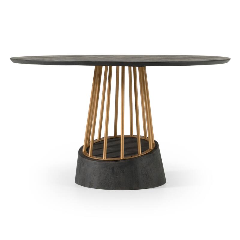 Modrest Cotopaxi Modern Charcoal & Brass Round Dining Table