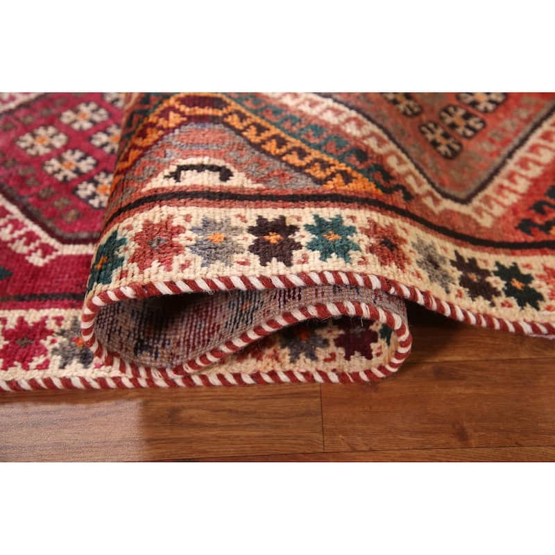 Geometric Bakhtiari Persian Vintage Area Rug Hand-knotted Wool Carpet - 4'2"x 7'3"