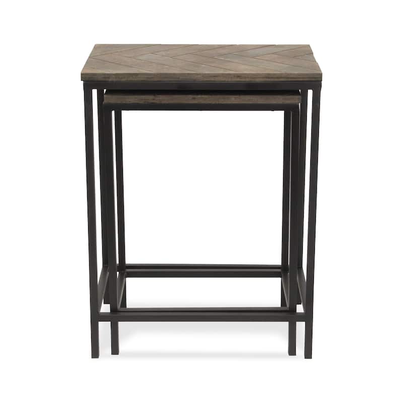 Set of 2 Gray and Black Contemporary Rectangular Side Tables 23.75"