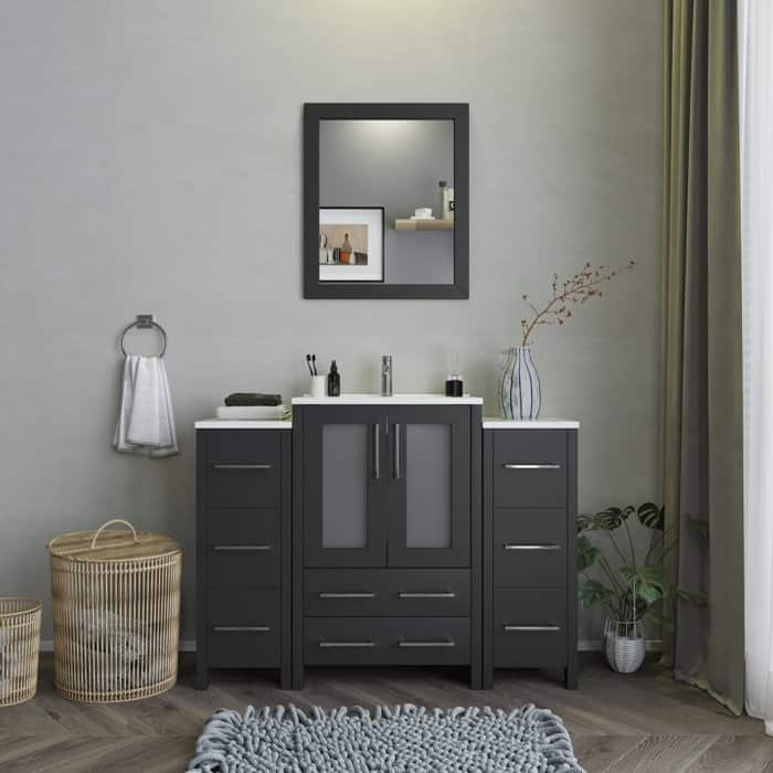 Vanity Art 48 in. Single Sink Bathroom Vanity with Top and Mirror - 48 X 18.1 X 35.8 - Espresso