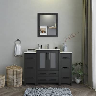 Vanity Art 48 in. Single Sink Bathroom Vanity with Top and Mirror - 48 X 18.1 X 35.8