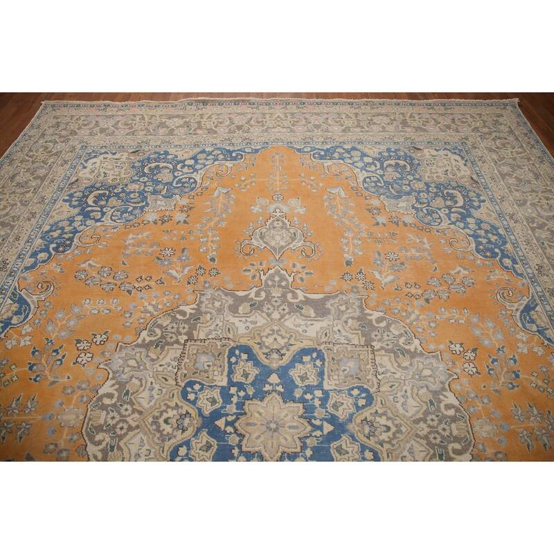 Hand Knotted Oriental 100% Wool Carpet Traditional Floral Oranges & Rust Mashad Area Rug - 12' 3'' X 9' 5''