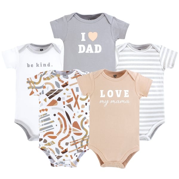 slide 1 of 1, Hudson Baby Cotton Bodysuits, Boy Abstract 18-24 Months - Boy Abstract